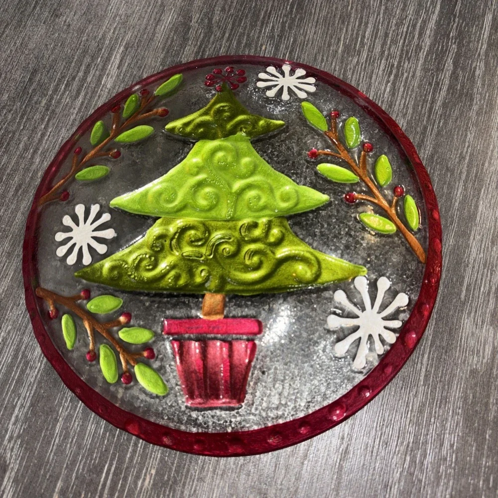 Christmas Tree Glass Appetizer Dessert Plates 8